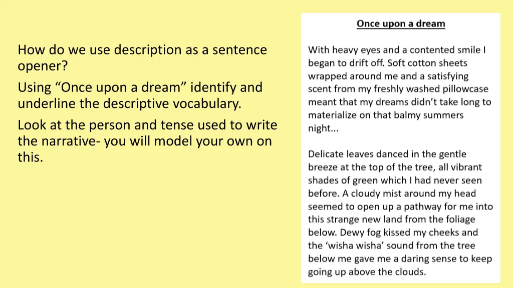 how do we use description as a sentence opener