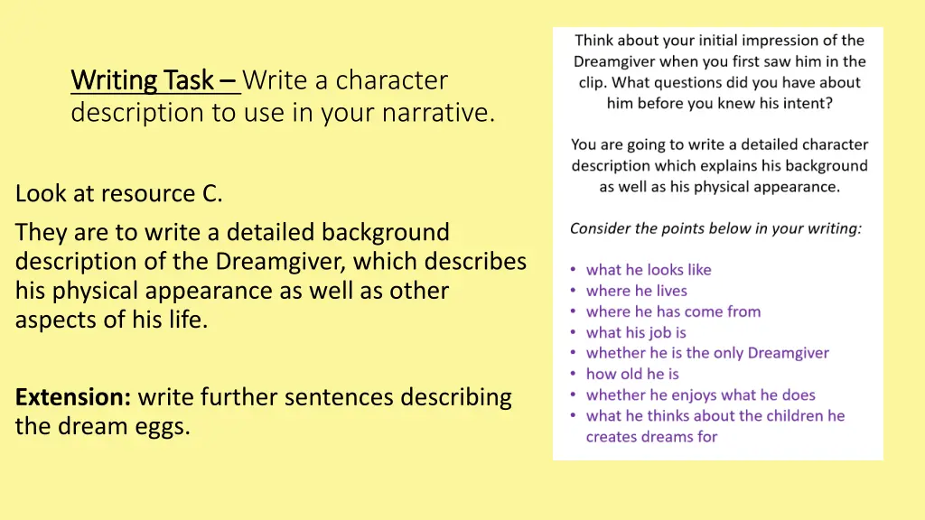 writing task writing task write a character