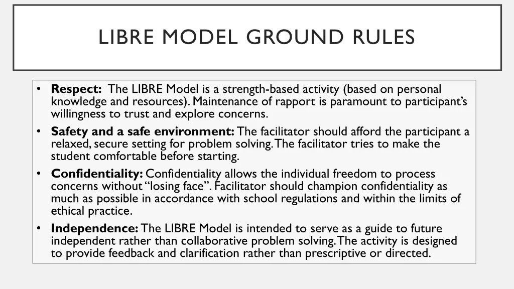 libre model ground rules