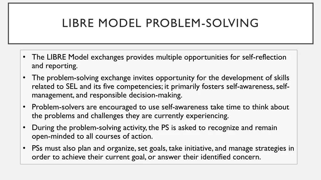 libre model problem solving