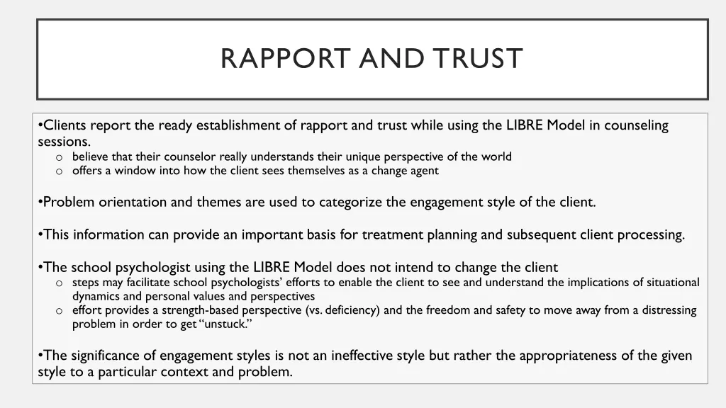 rapport and trust