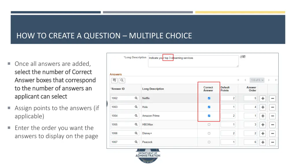 how to create a question multiple choice