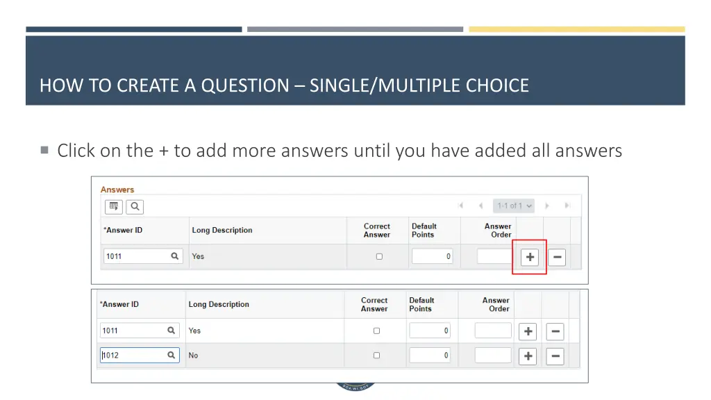 how to create a question single multiple choice 1