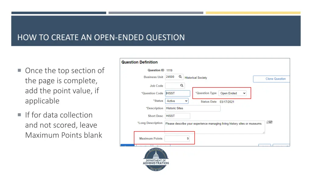 how to create an open ended question