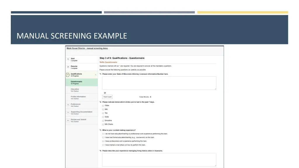 manual screening example