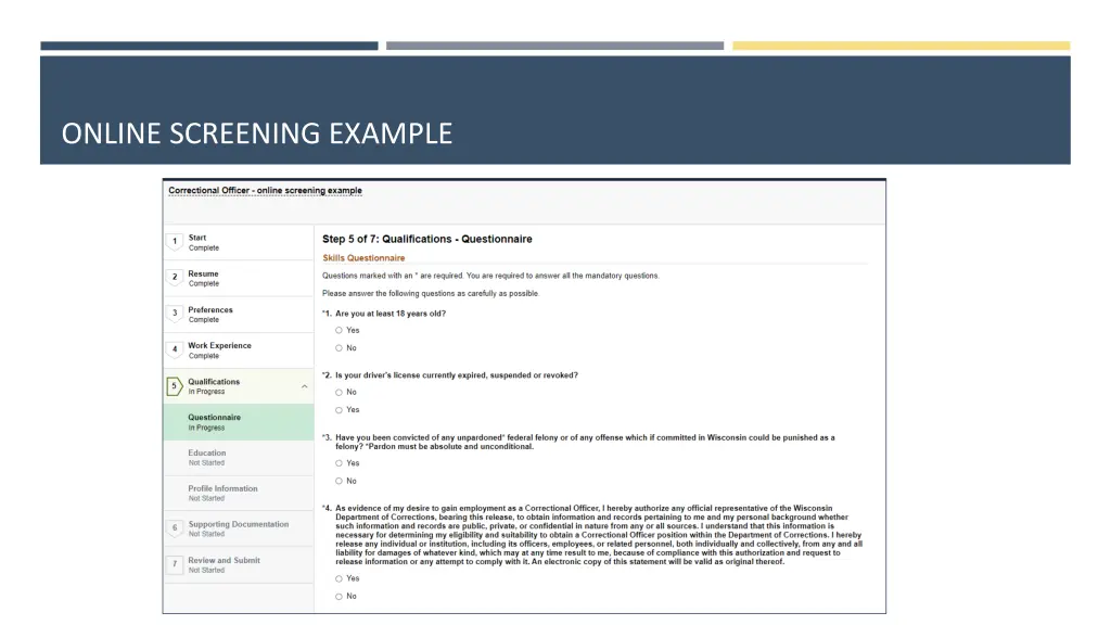 online screening example