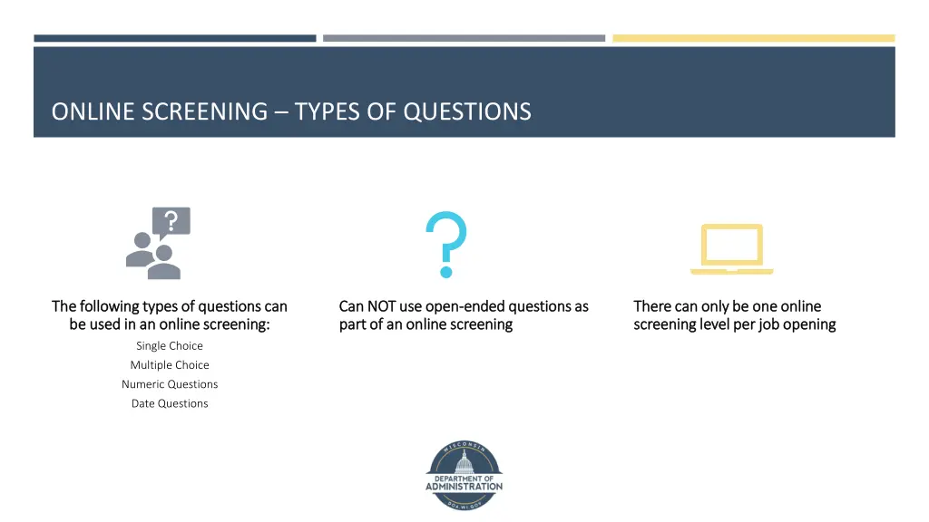 online screening types of questions