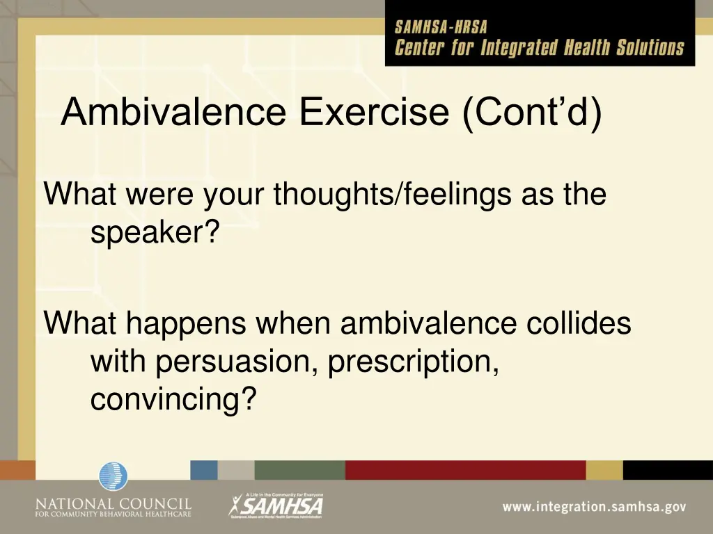 ambivalence exercise cont d