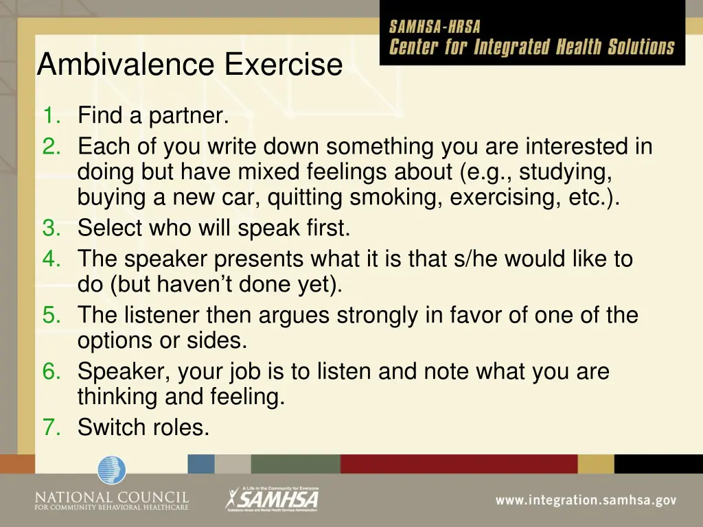 ambivalence exercise