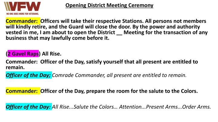 opening district meeting ceremony