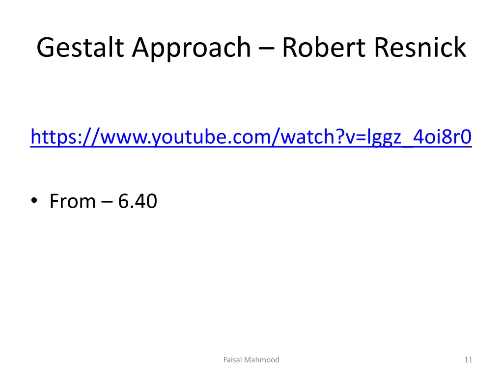 gestalt approach robert resnick