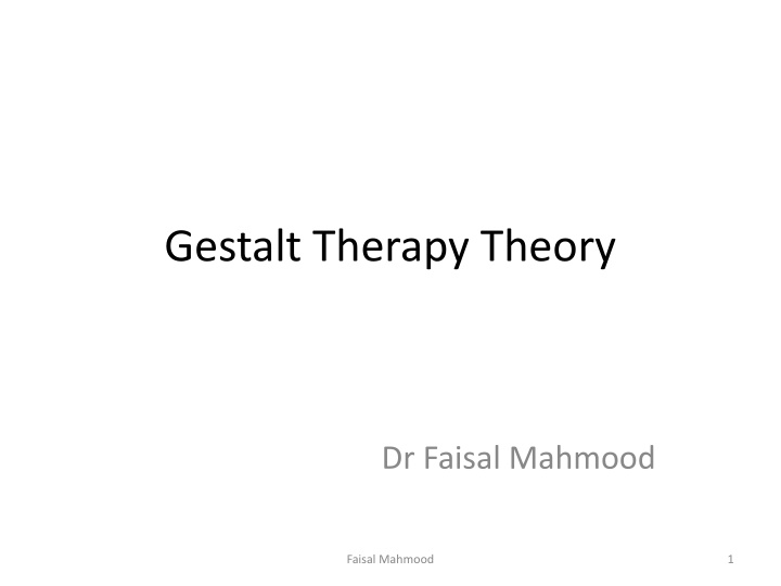 gestalt therapy theory