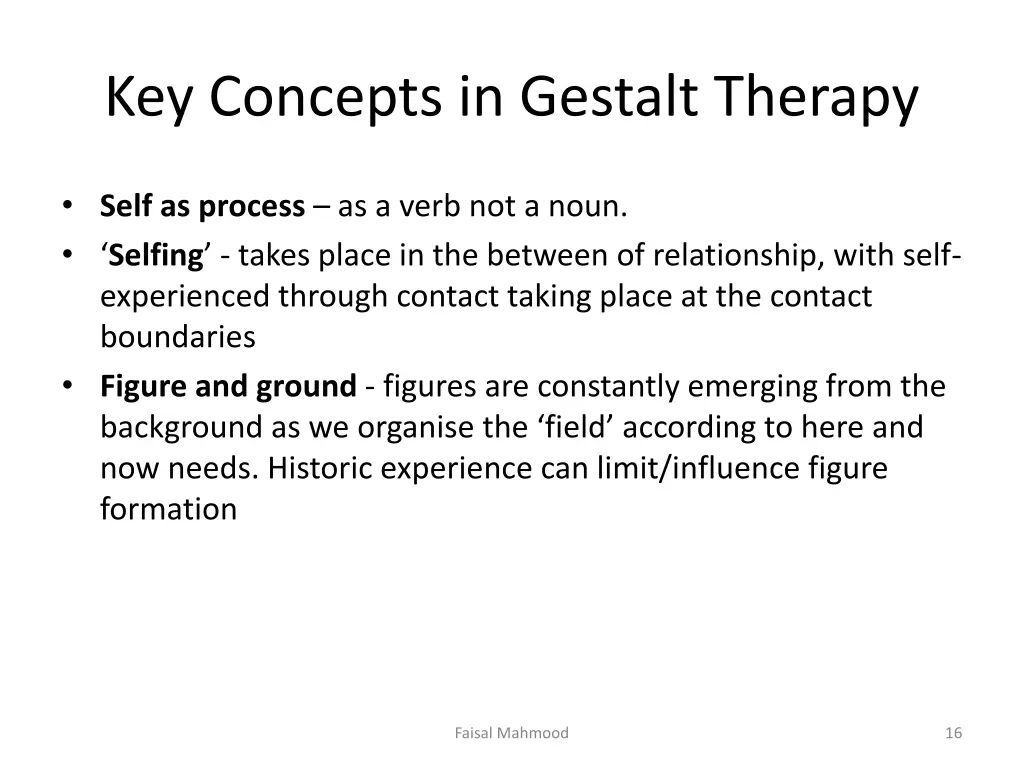 key concepts in gestalt therapy