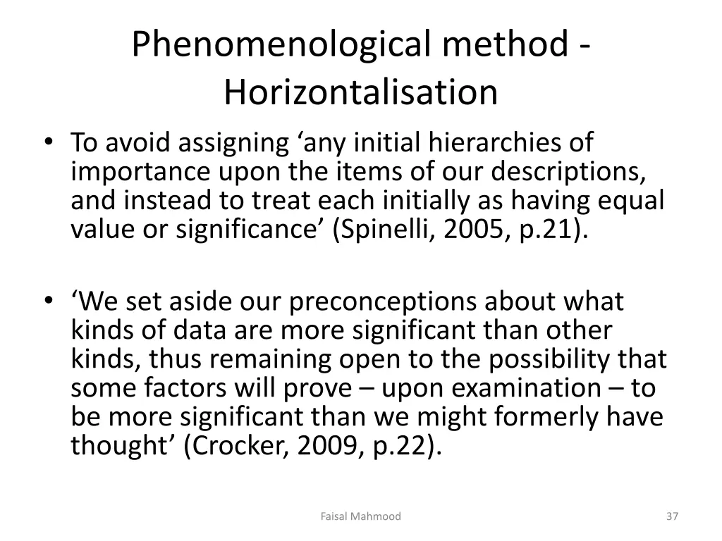 phenomenological method horizontalisation 1