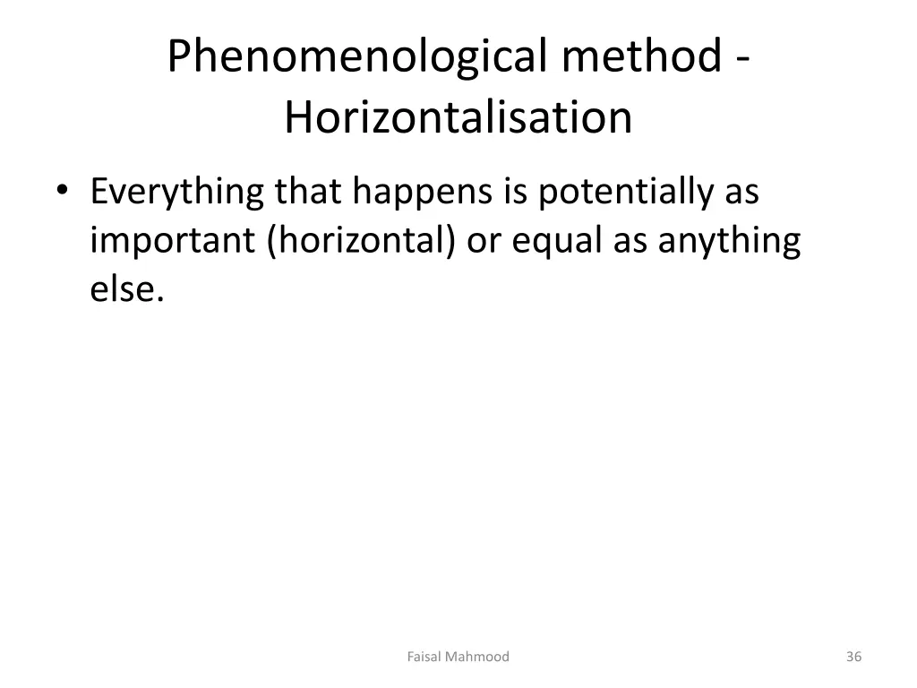 phenomenological method horizontalisation