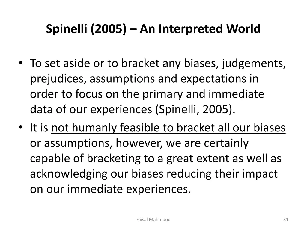 spinelli 2005 an interpreted world