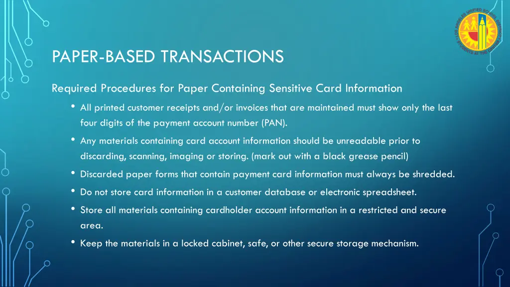 paper based transactions