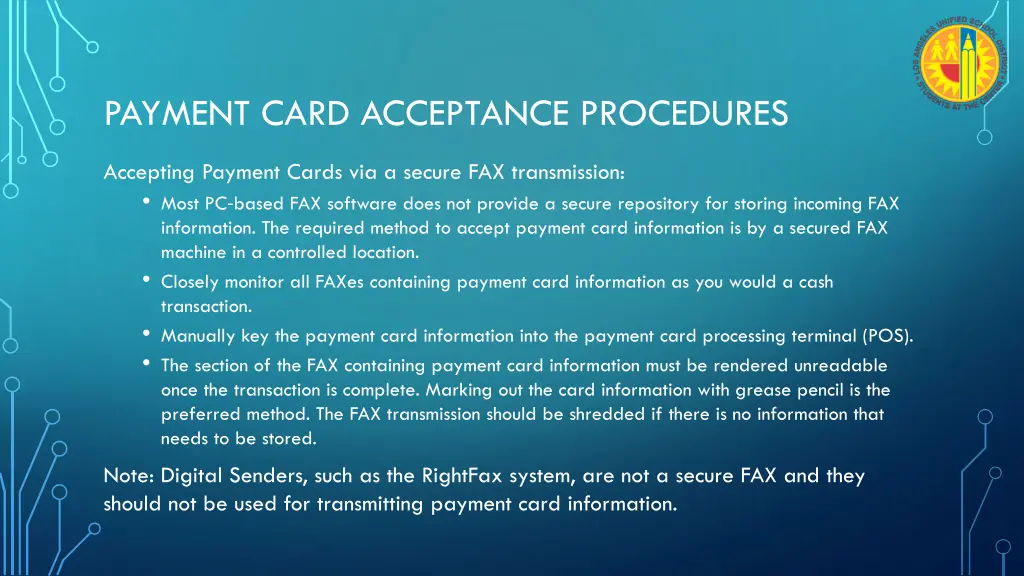 payment card acceptance procedures 3