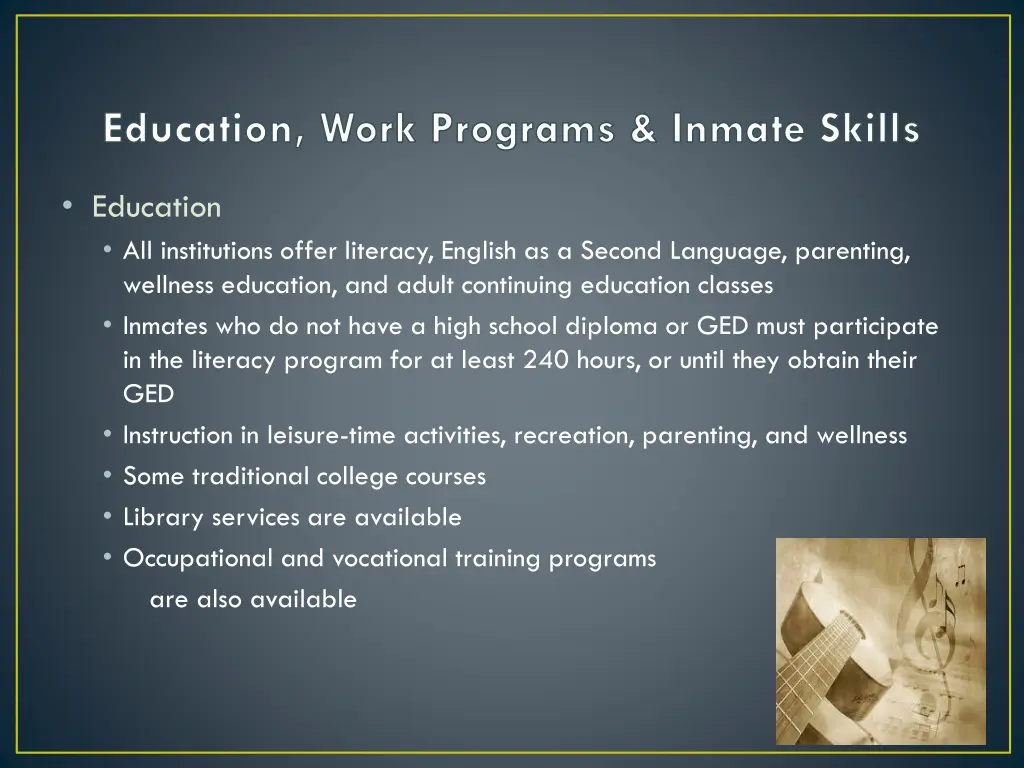 education work programs inmate skills