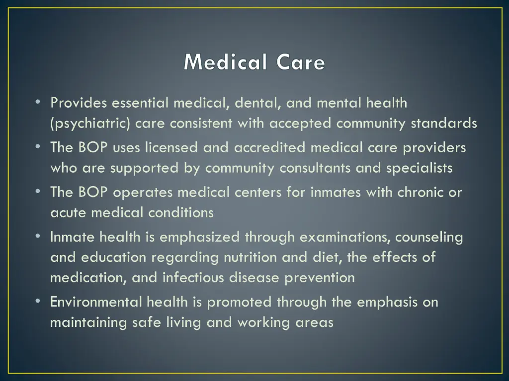 medical care