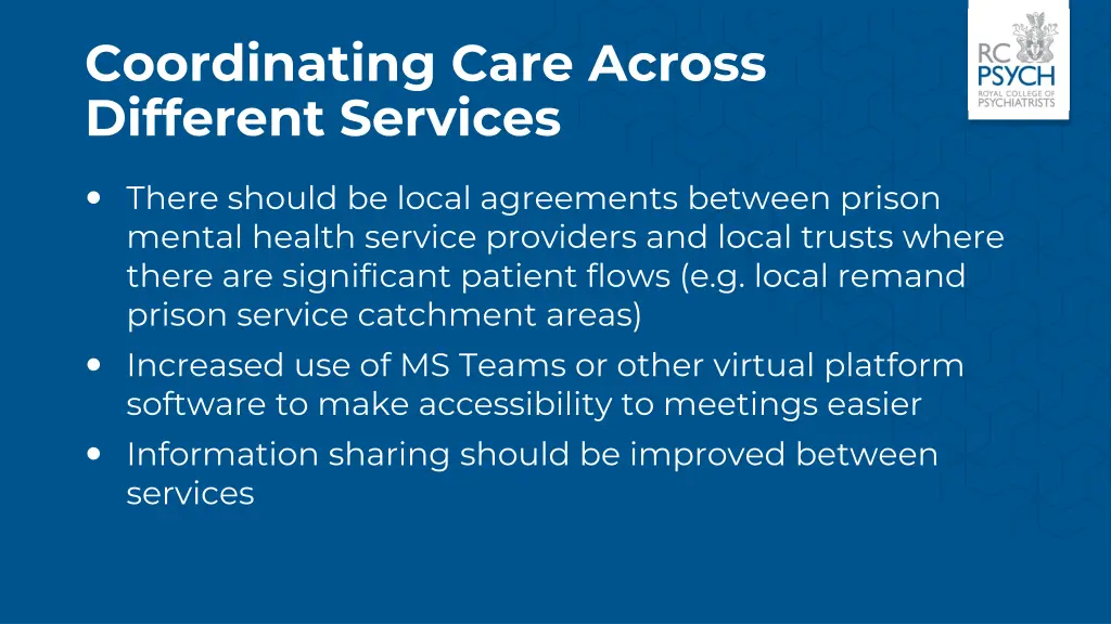 coordinating care across different services 1