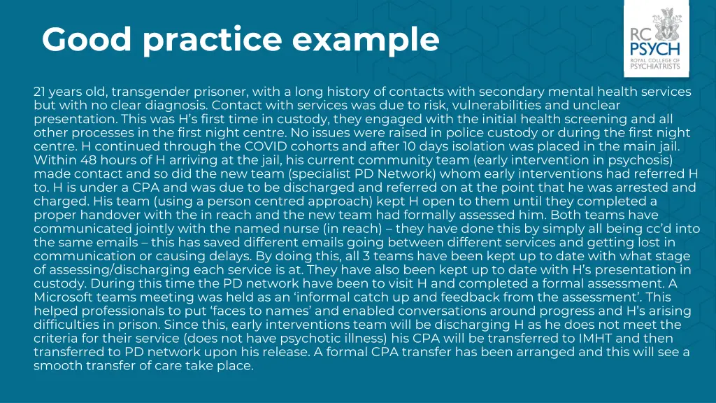 good practice example