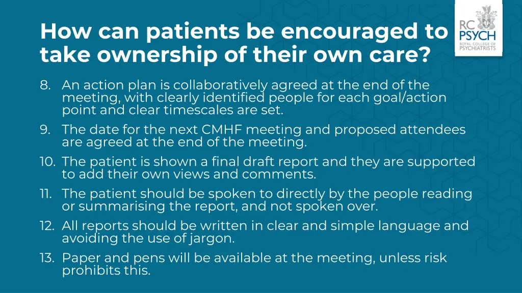 how can patients be encouraged to take ownership 1