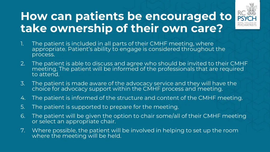 how can patients be encouraged to take ownership