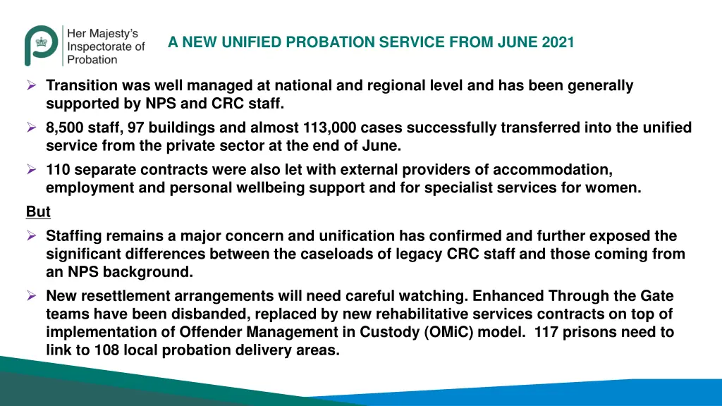 a new unified probation service from june 2021