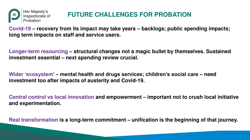 future challenges for probation