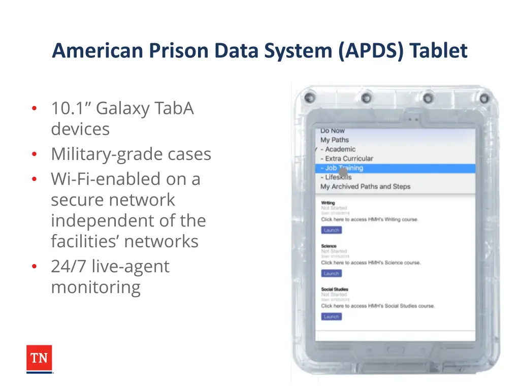 american prison data system apds tablet