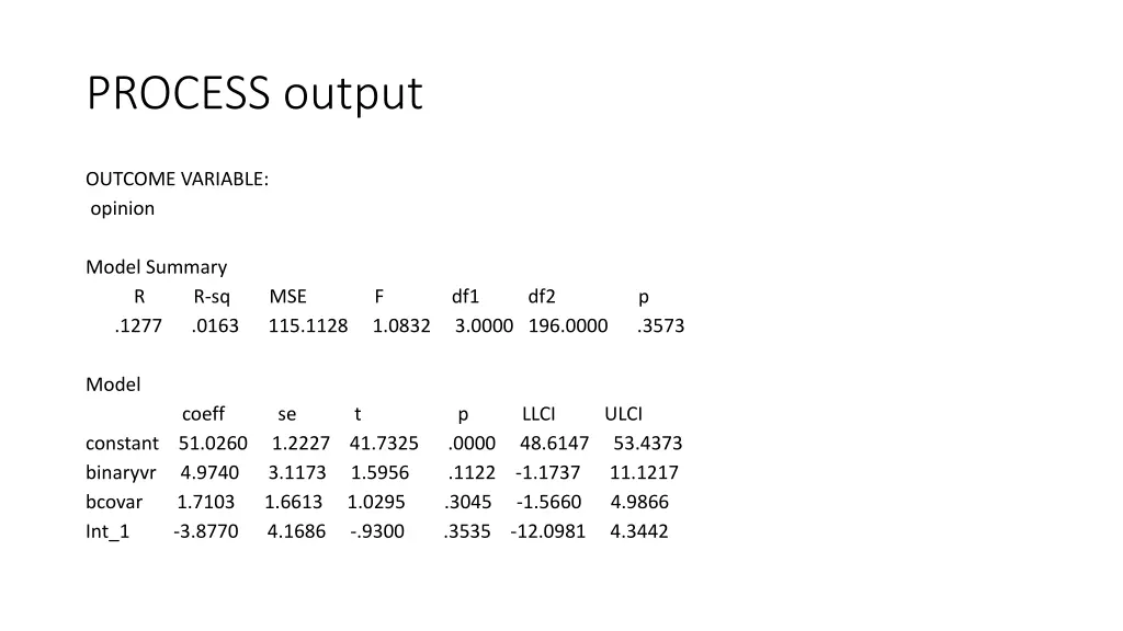 process output 1