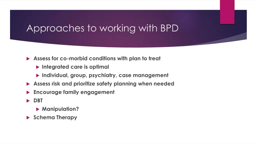 approaches to working with bpd