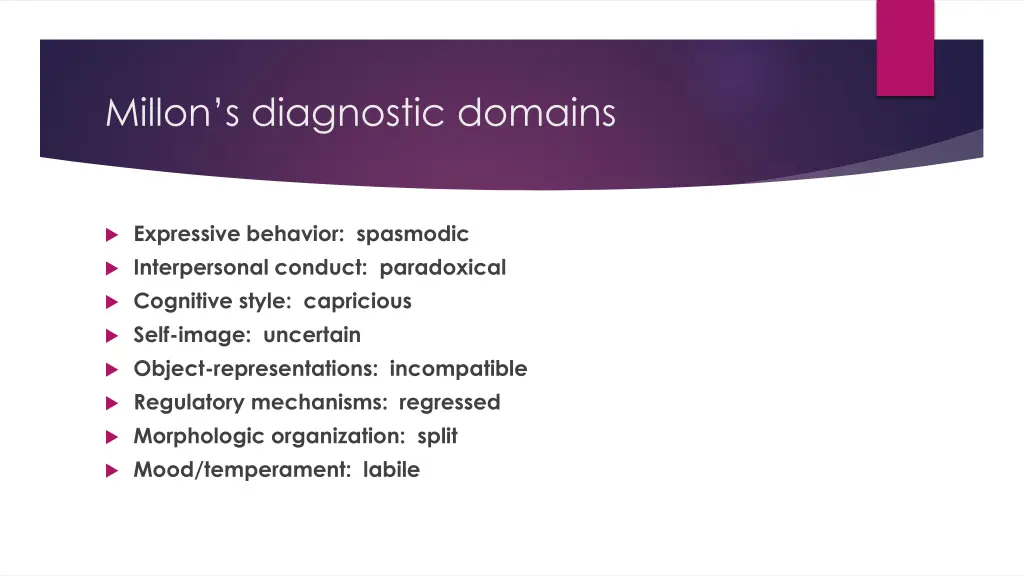 millon s diagnostic domains