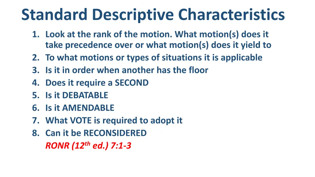 standard descriptive characteristics 1