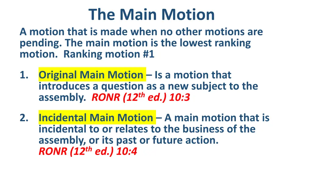 the main motion