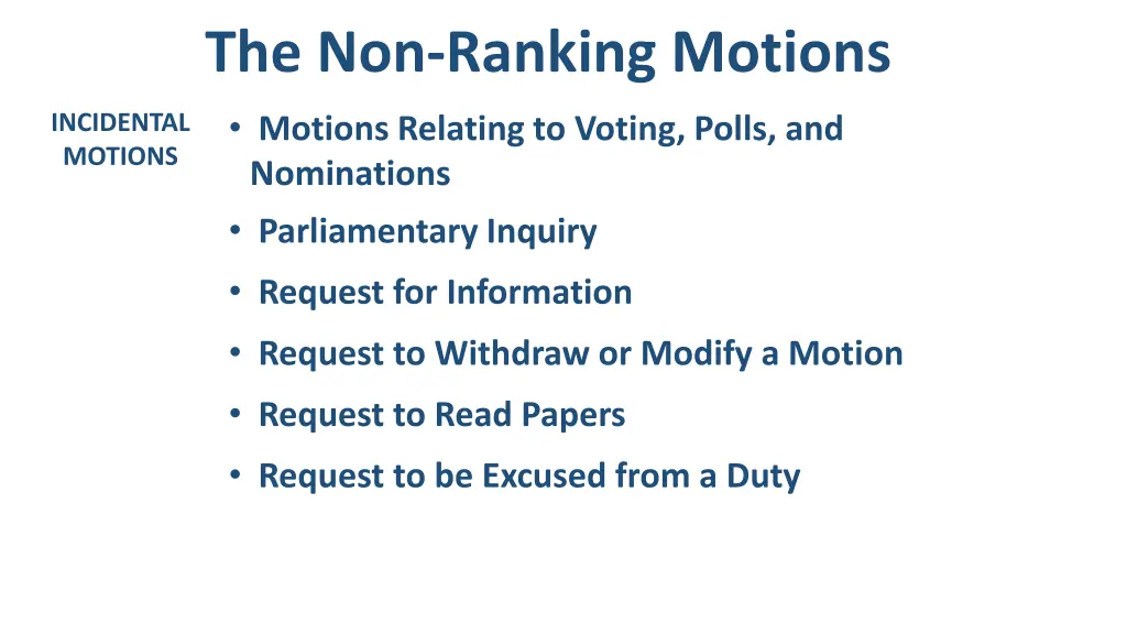 the non ranking motions motions relating