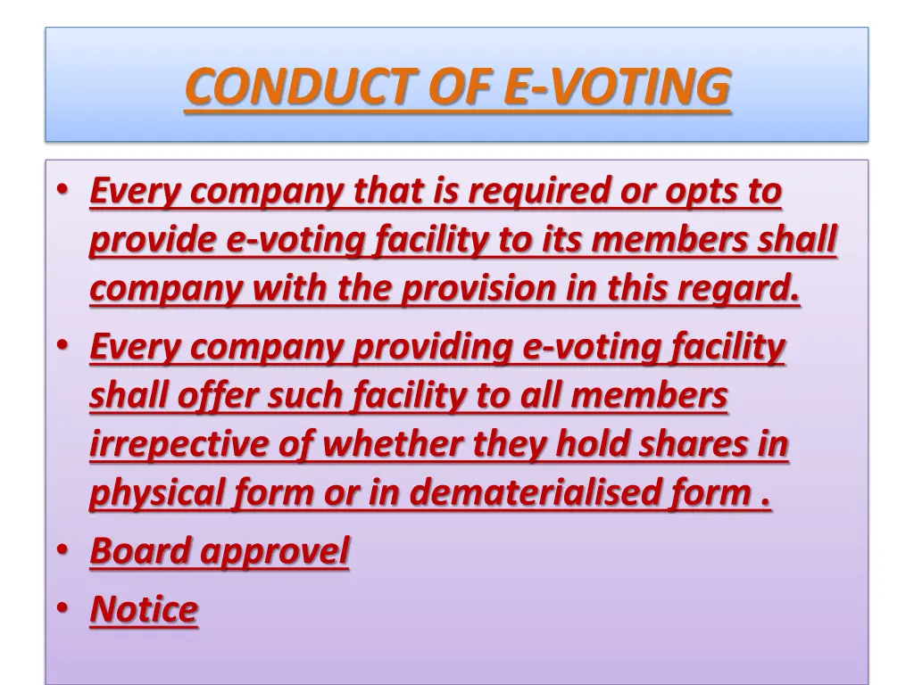 conduct of e voting