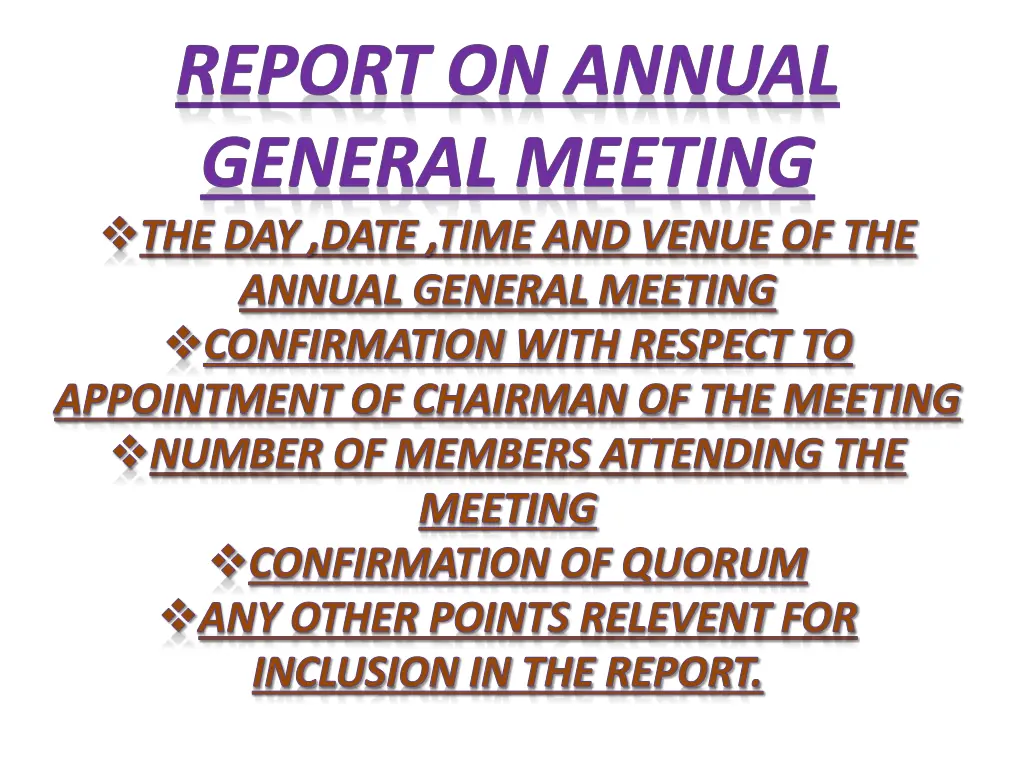 report on annual general meeting the day date