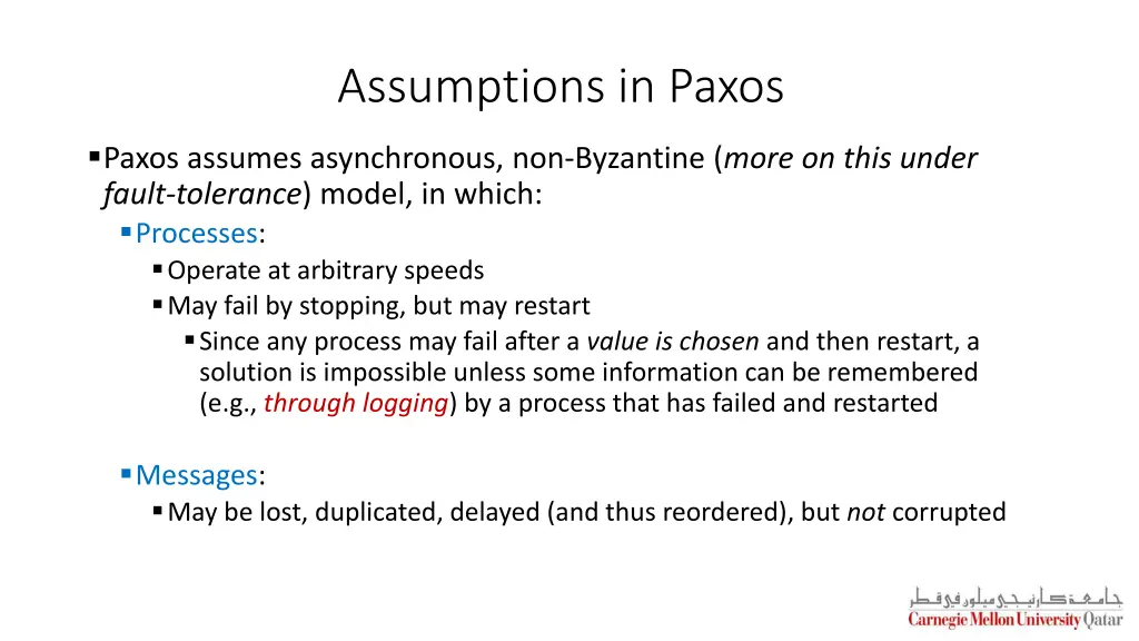 assumptions in paxos