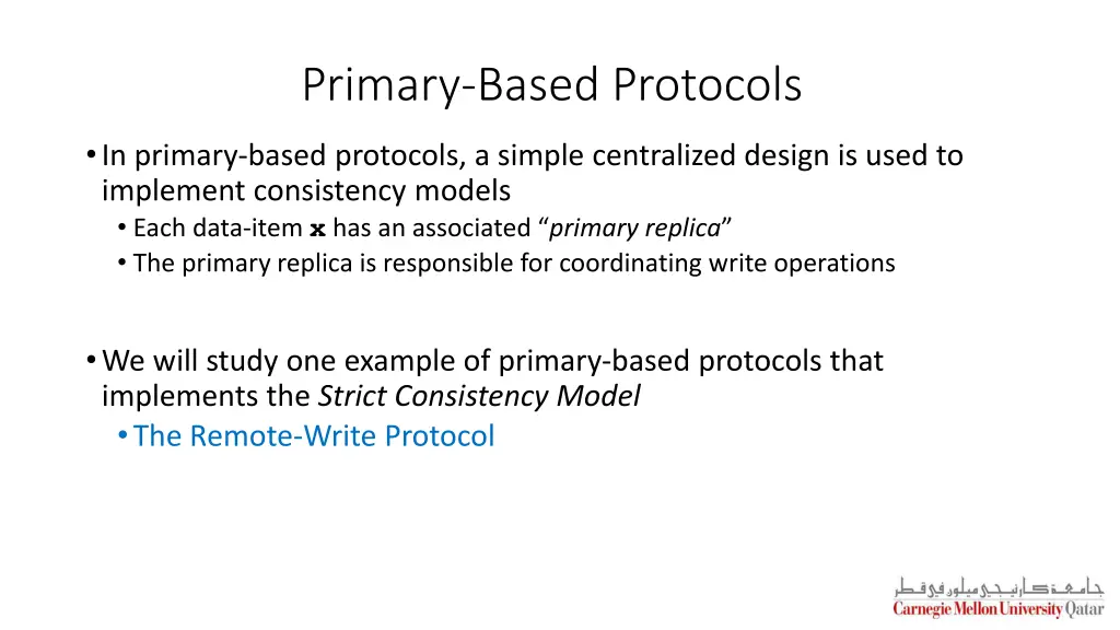 primary based protocols