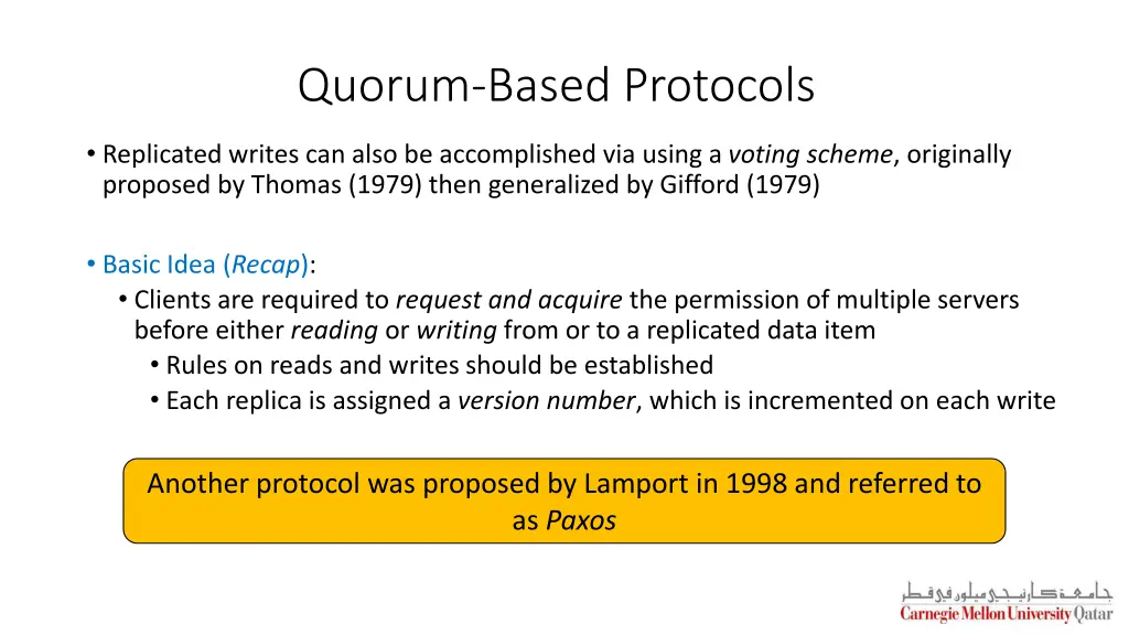 quorum based protocols