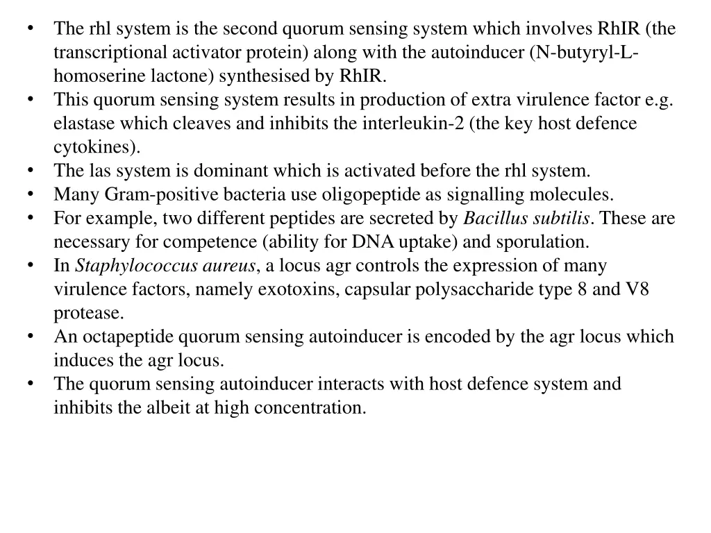 the rhl system is the second quorum sensing