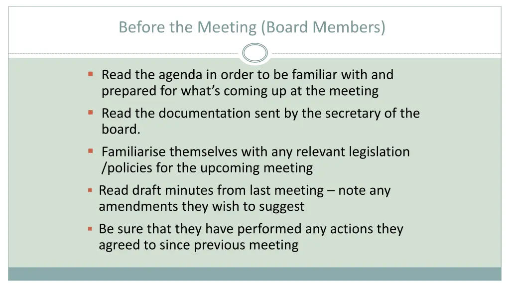 before the meeting board members