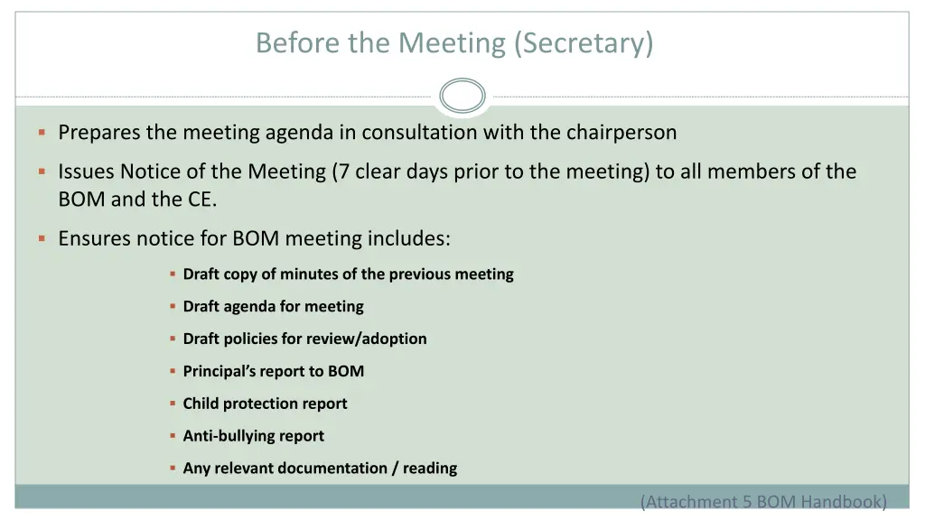 before the meeting secretary