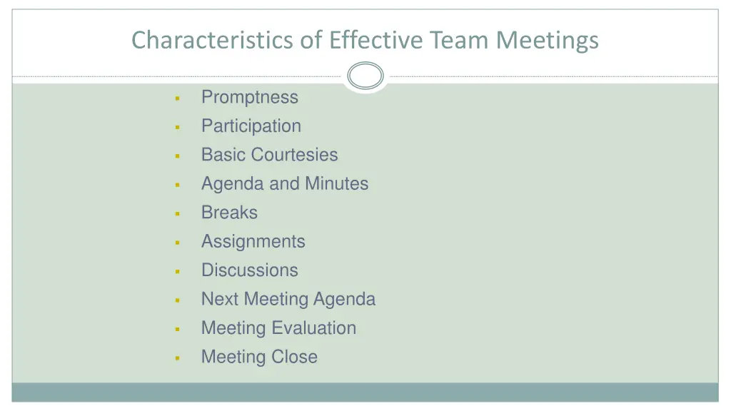 characteristics of effective team meetings