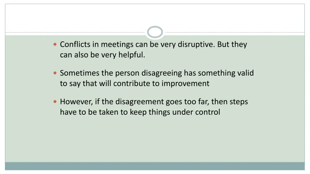 conflicts in meetings can be very disruptive