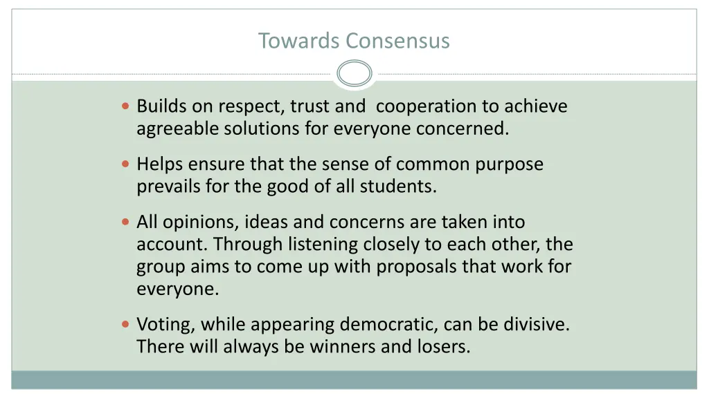 towards consensus