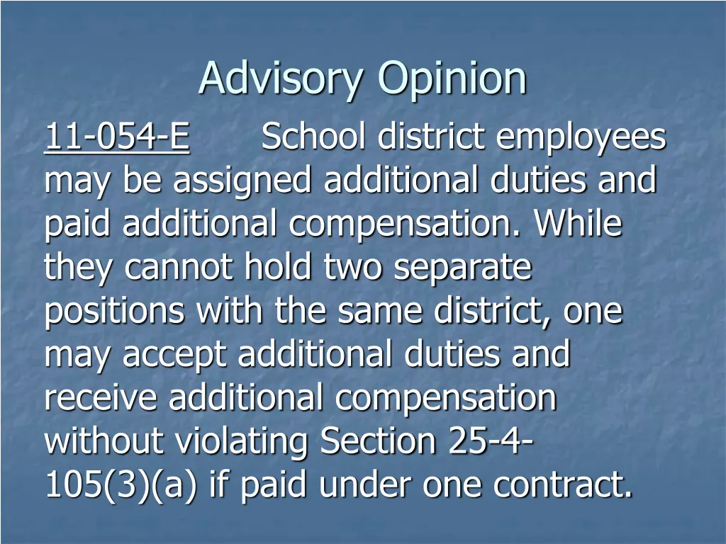 advisory opinion 11 054 e school district