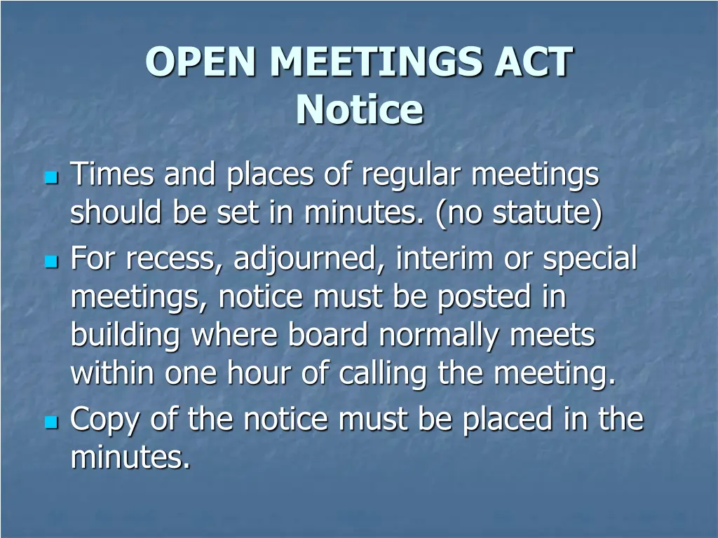 open meetings act notice